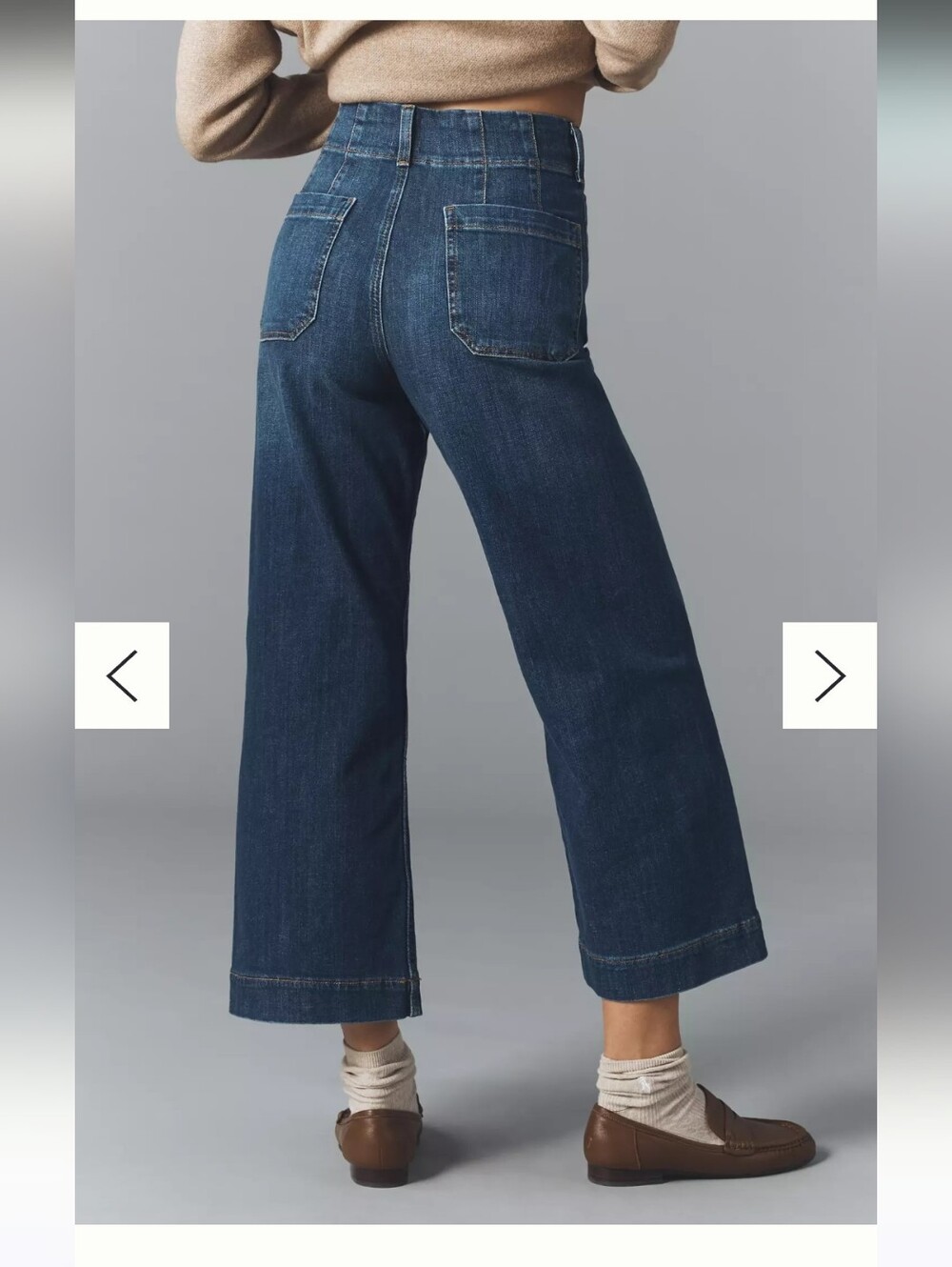 Maeve Collete High Rise Wide-Leg Cropped Jeans Dark Wash Sz 30 Has Stretch - Picture 2 of 14